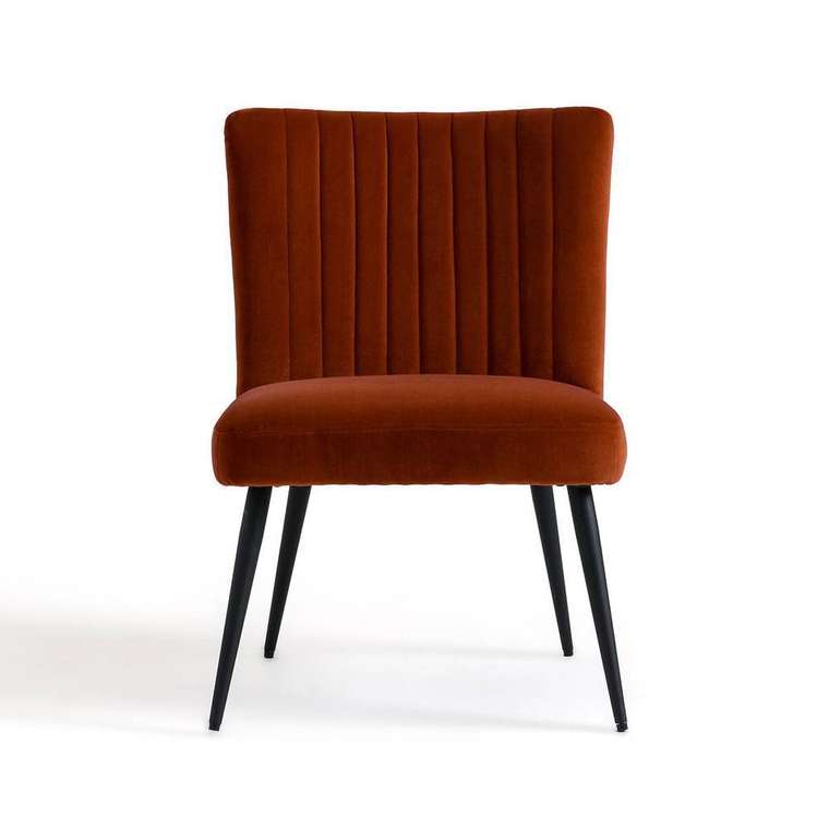 Кресло винтажное велюровое Ronda красного цвета
