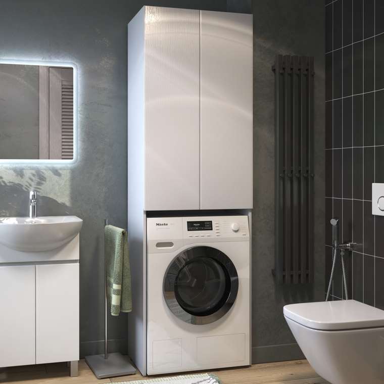 Шкаф под стиральную машину Винг белого цвета