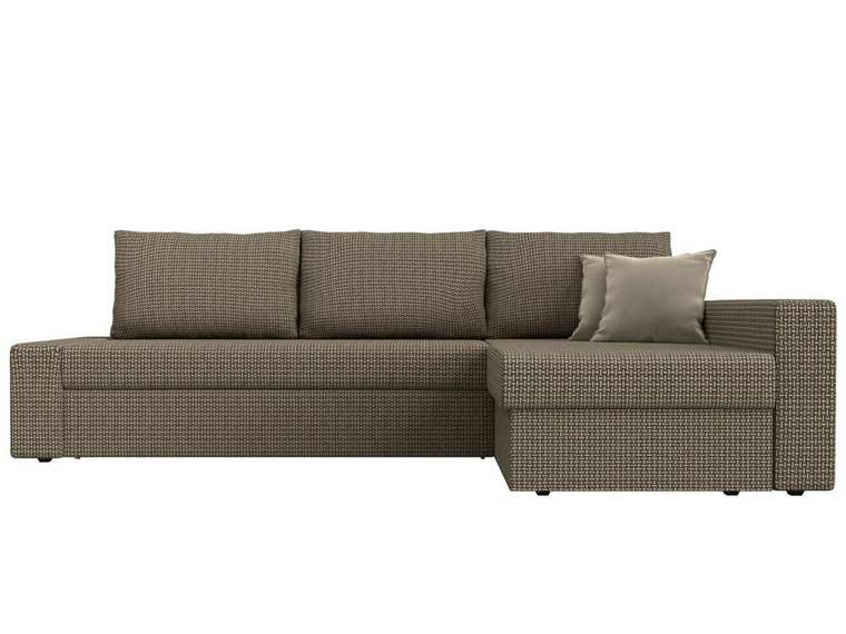 Угловой диван-кровать Версаль бежево-коричневого цвета правый угол