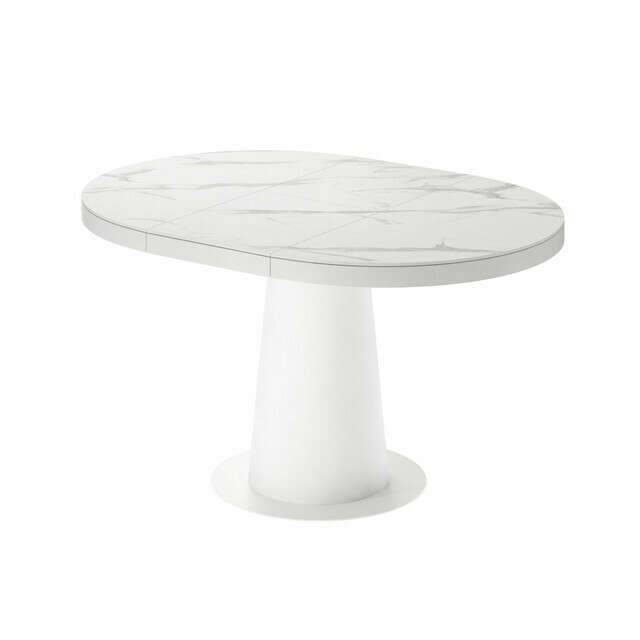 Раздвижной обеденный стол Мирах со столешницей белый мрамор