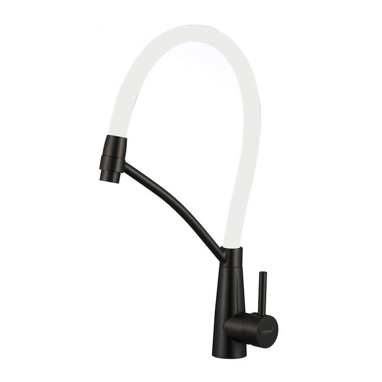 Смеситель для кухни с гибким изливом Fmark FS8255H-02, черный/белый