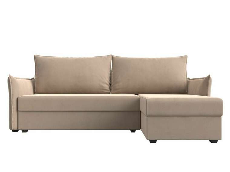 Угловой диван-кровать Лига 004 бежевого цвета угол правый 