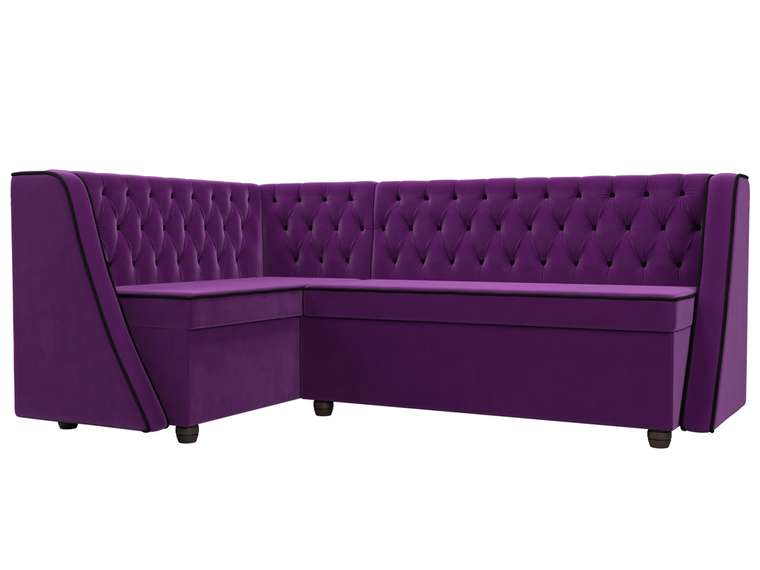 Кухонный угловой диван Лофт фиолетового цвета левый угол