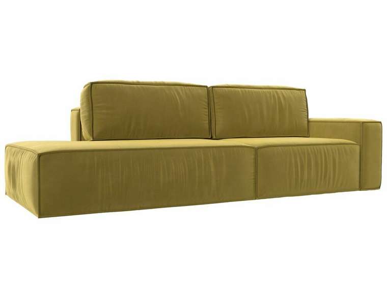 Прямой диван-кровать Прага модерн желтого цвета подлокотник справа