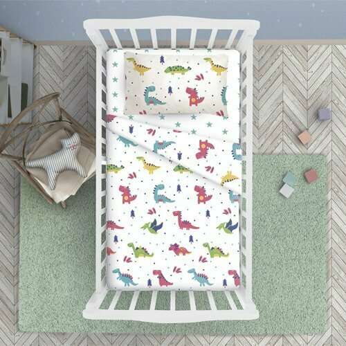 КПБ 'BabyRelax' в кроватку, 100 % хлопок, бязь, пододеяльник на молнии, простыня на резинке, 'Дракончики'