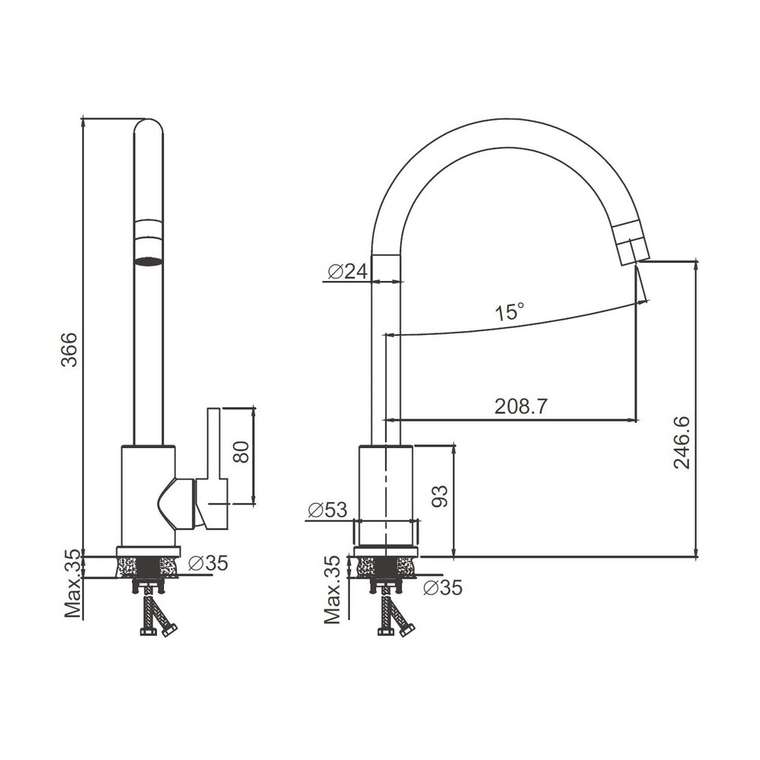 Смеситель для кухни BELZ B70810-8, белый