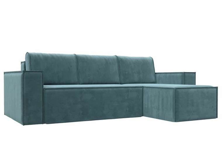 Угловой диван-кровать Куба темно-бирюзового цвета правый угол