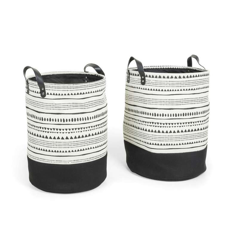 Комплект из двух корзин Kamura черно-белого цвета