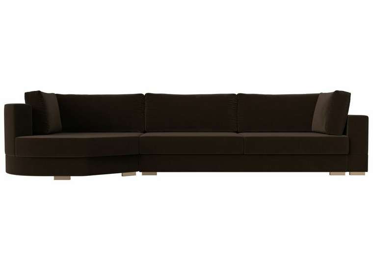 Угловой диван-кровать Лига 026 коричневого цвета левый угол