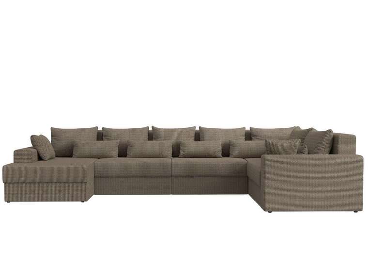 Угловой диван-кровать Майами коричнево-бежевого цвета левый угол