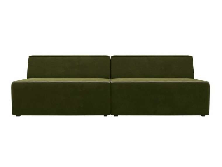 Прямой модульный диван Монс зеленого цвета с бежевым кантом