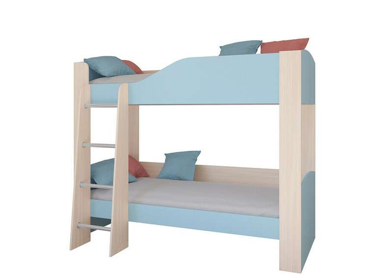 Двухъярусная кровать Астра 2 80х190 цвета Дуб молочный-голубой