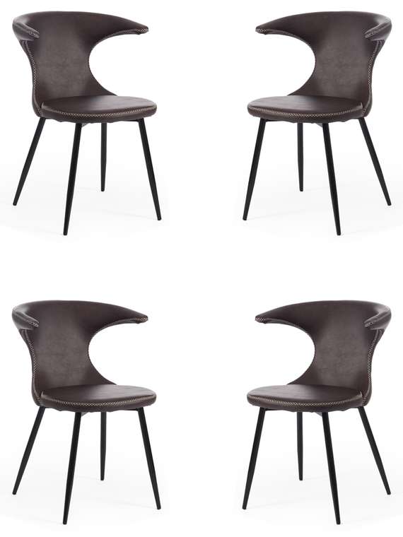 Набор из четырех стульев Flair коричневого цвета