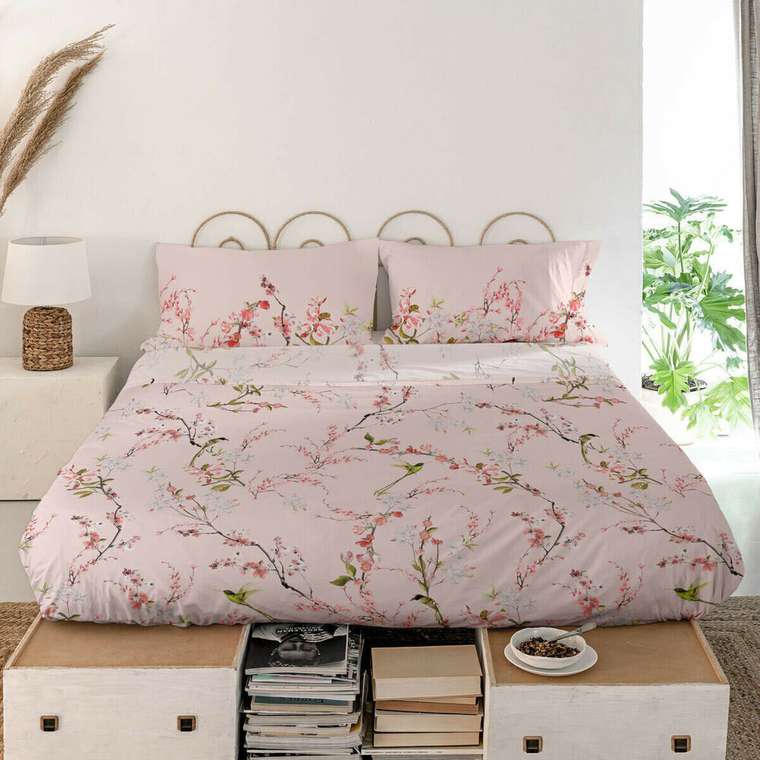 Простынь верхняя Chinoiserie 240x270 розового цвета