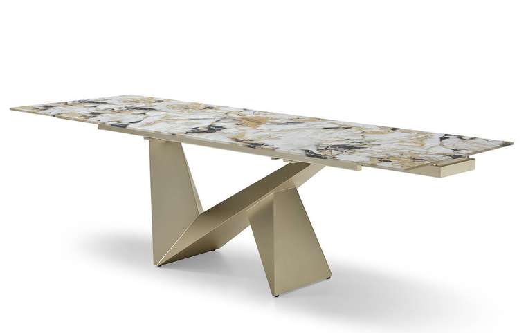 Раздвижной обеденный стол Portofino Champagne 160х90 серо-бежевого цвета