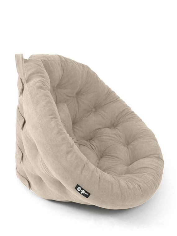 Бескаркасное кресло-матрас Футон Natural Linen светло-бежевого цвета