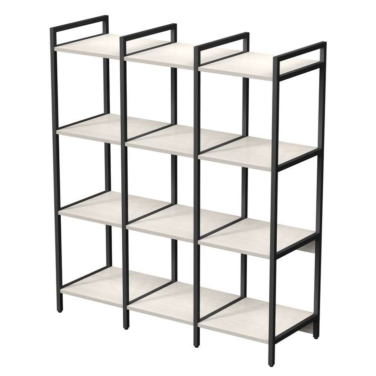 Стеллаж 10ССТ.4.400 средний тройной 4 полки светло-бежевого цвета