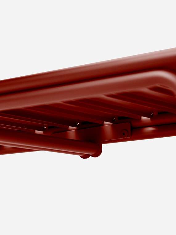 Лавочка со столиком красного цвета