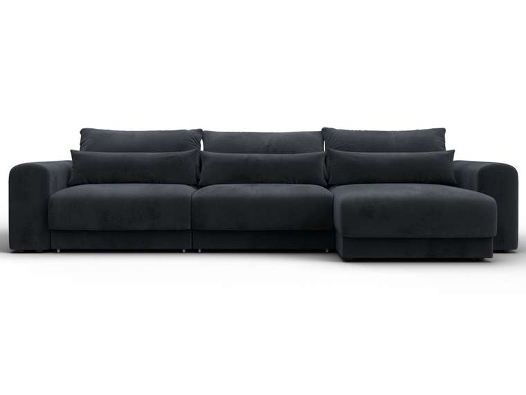 Угловой диван-кровать Лига-056 Лонг темно-серого цвета