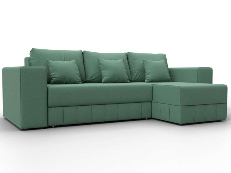 Угловой диван-кровать Лига-076 зеленого цвета