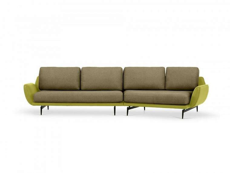 Угловой диван правый Ispani коричнево-зеленого цвета