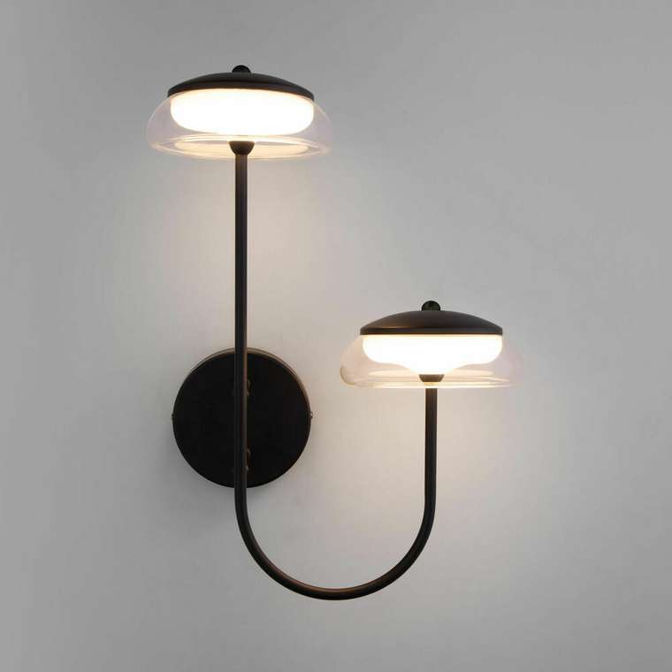 Настенный светильник со стеклянным плафоном 50388/2 LED черный Fungo