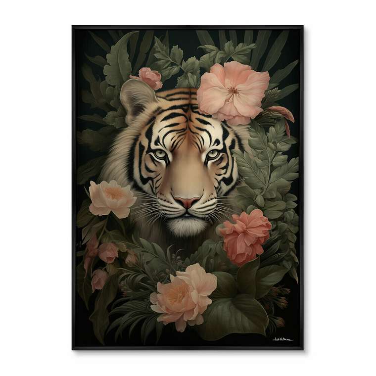 Репродукция картины Tiger in flowers, 2024г.