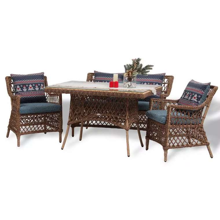 Комплект мебели Гайс из искусственного ротанга коричневого цвета 