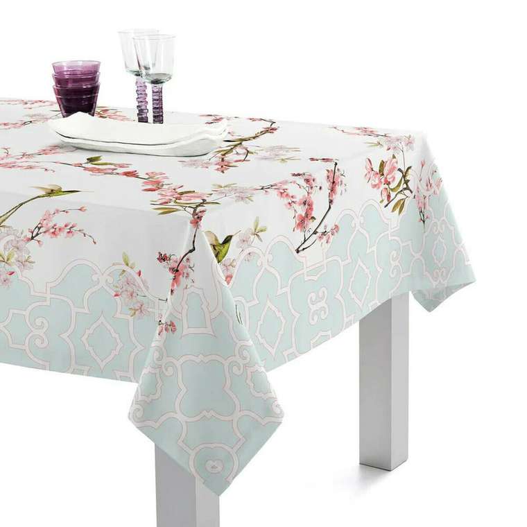 Скатерть Chinoiserie 150x250 голубого цвета
