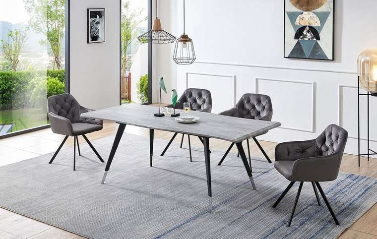 Раскладной обеденный стол Dusseldorf бежево-серого цвета