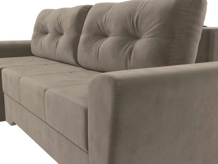 Угловой диван-кровать Амстердам светло-коричневого цвета левый угол
