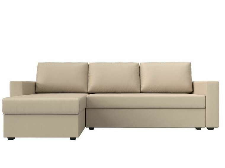 Угловой диван-кровать Траумберг Лайт бежевого цвета левый угол (экокожа)