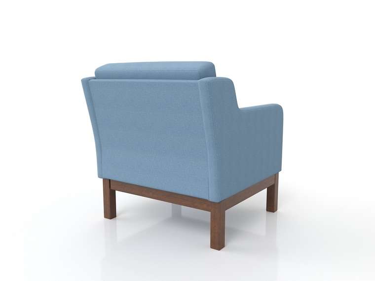 Кресло Айверс из массива сосны с обивкой голубая рогожка