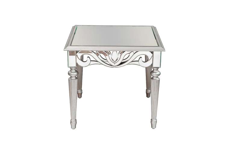 Зеркальный кофейный стол серебристого цвета