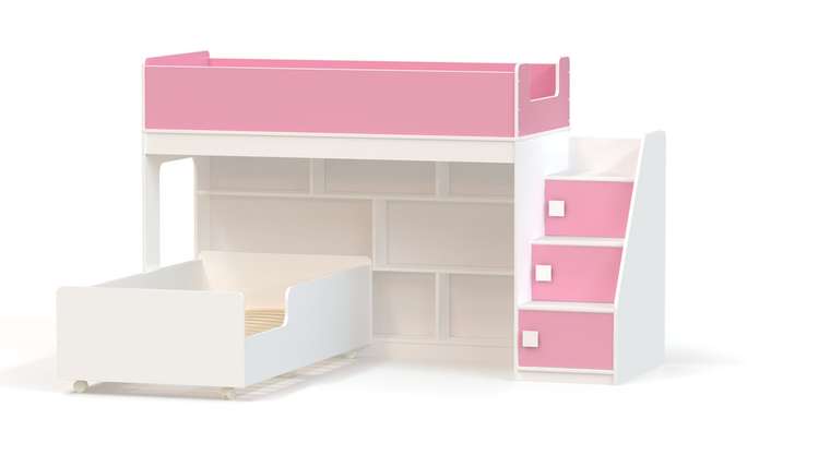 Двухъярусная кровать Ridgimmi 3.4 75х175 бело-розового цвета