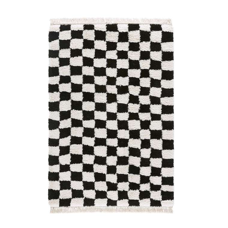 Ковер с шахматным принтом Danito 200x290 черного цвета
