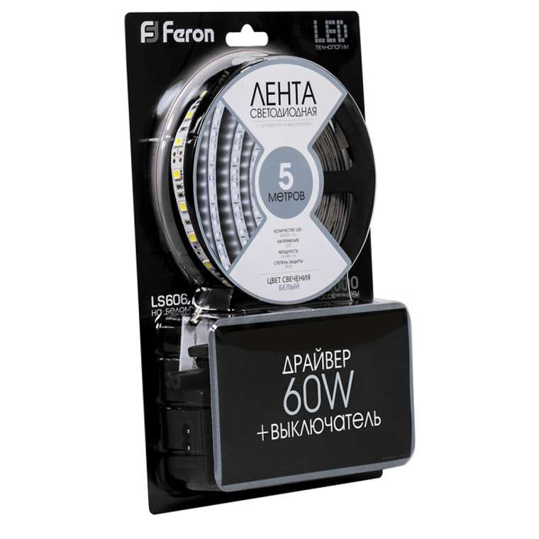 Светодиодная лента 12V 5050 с выключателем Feron 41447