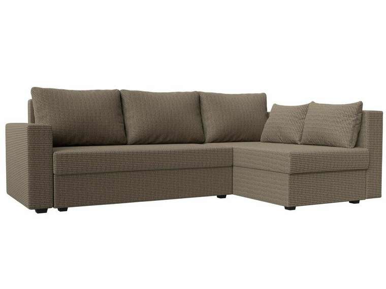 Угловой диван-кровать Мансберг бежево-коричневого цвета правый угол
