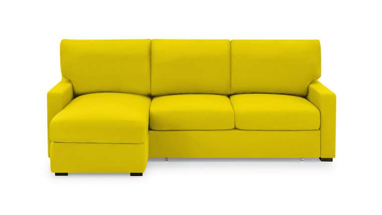 Угловой диван-кровать с оттоманкой Непал желтого цвета