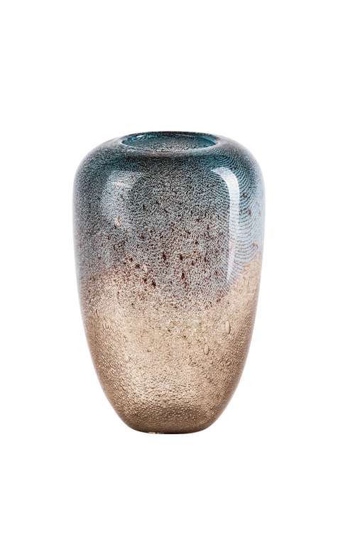 Стеклянная ваза бежево-голубого цвета 