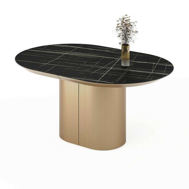 Раздвижной обеденный стол Гиртаб S черно-золотого цвета