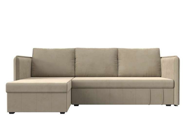 Угловой диван-кровать Слим бежевого цвета левый угол