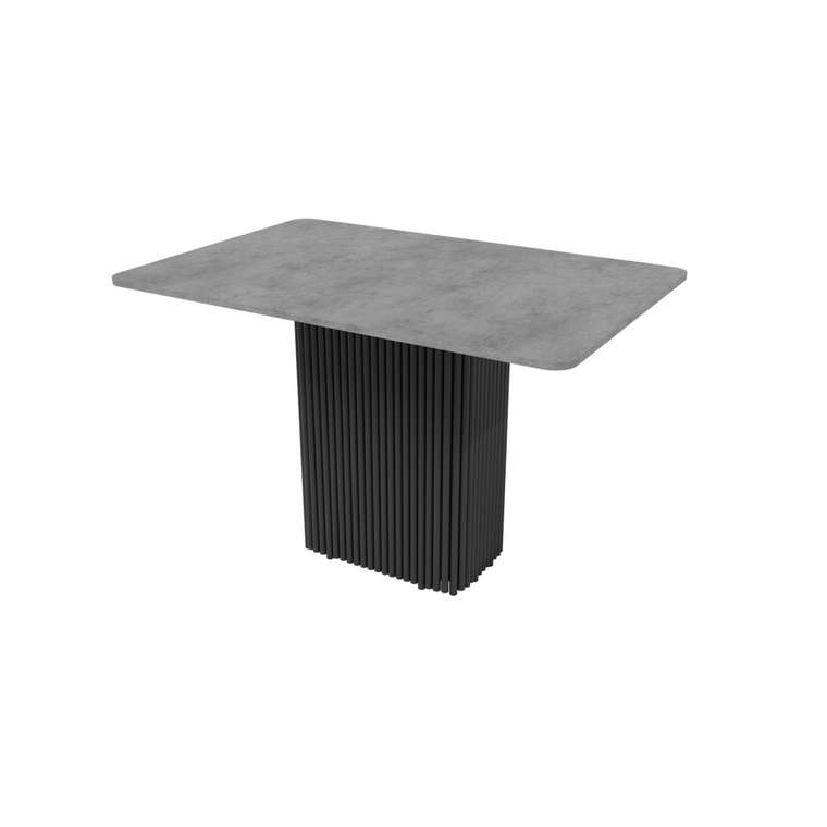 Раздвижной обеденный стол прямоугольный Trubis R Max 120 с металлическим чёрным подстольем и столешницей цвета бетон