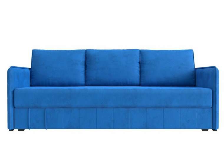 Прямой диван-кровать Слим голубого цвета с пружинным блоком