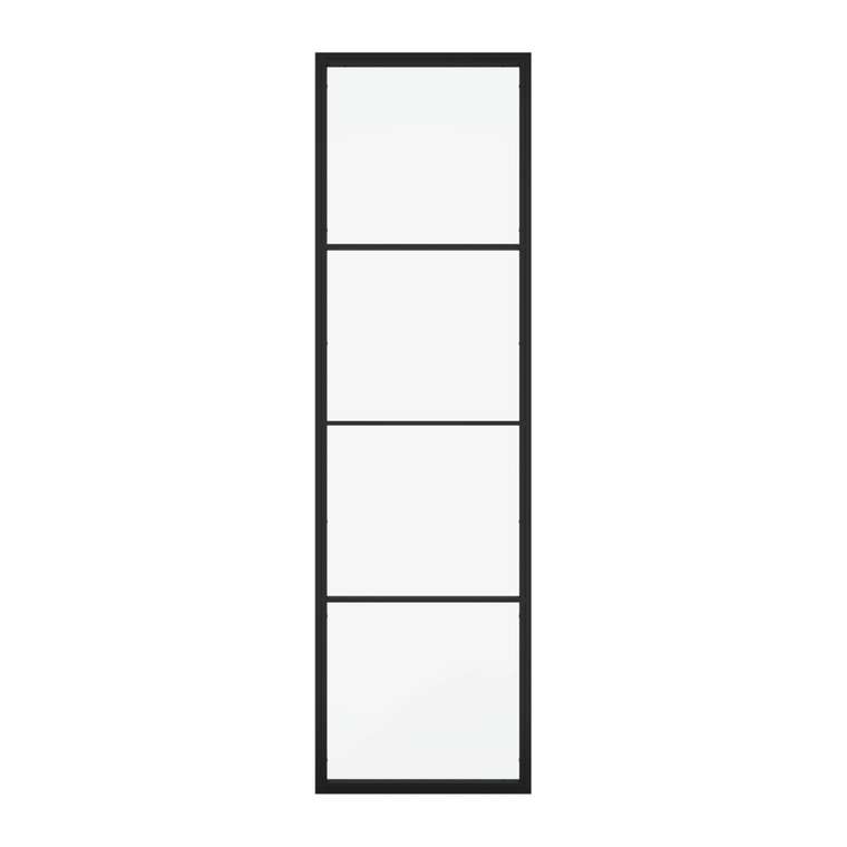 Металлическая перегородка Zonique 70х240 черного цвета с бесцветным стеклом