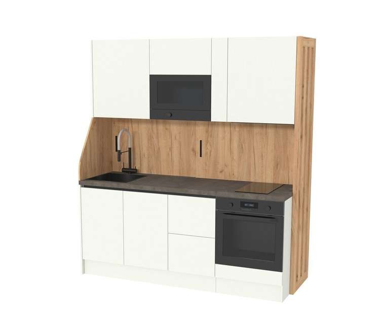 Кухня со сдвижным фартуком Секрет КП1200.2 серо-бежевого цвета левая