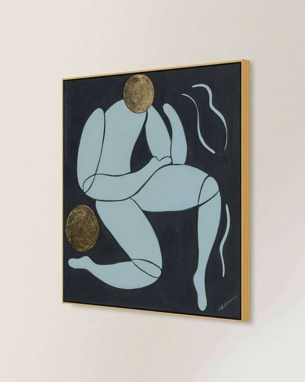Интерьерное жикле Deco Figure II черно-голубого цвета
