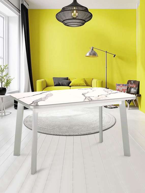 Раздвижной обеденный стол AA1200 белого цвета