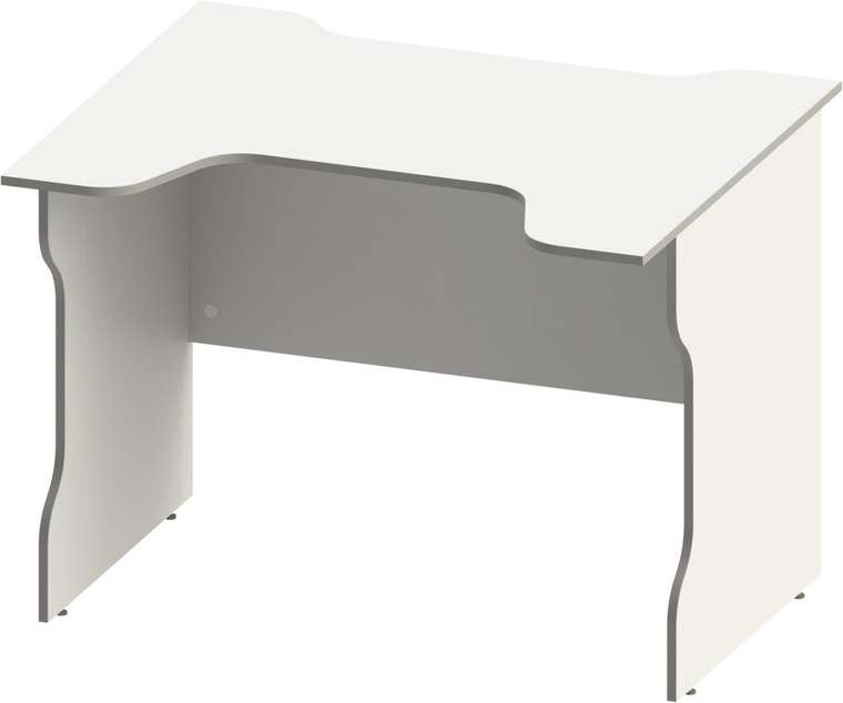 Стол компьютерный Вардиг белого цвета с серебристой окантовкой