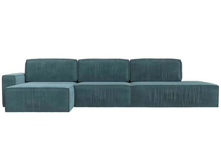 Угловой диван-кровать Прага модерн лонг бирюзового цвета левый угол